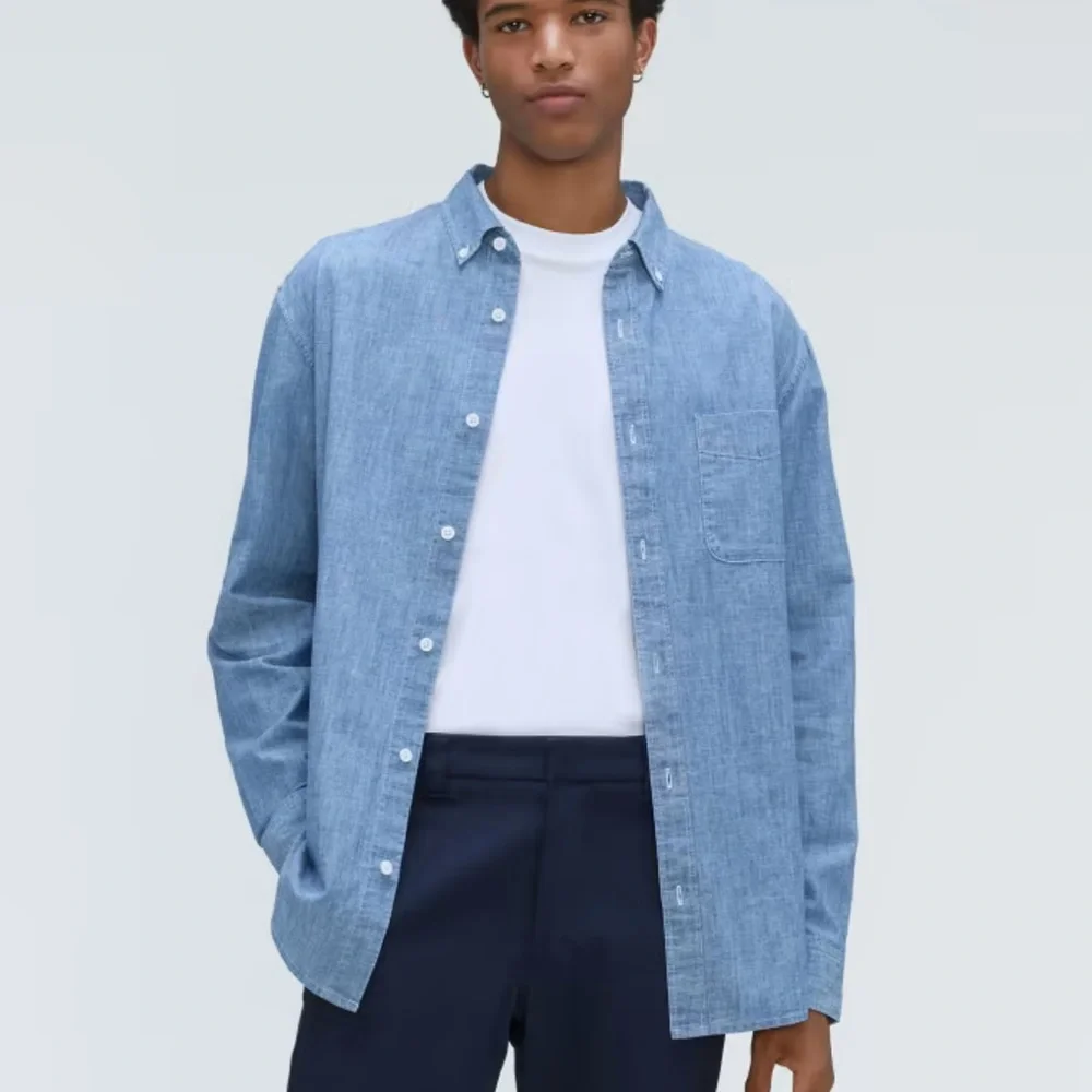 Everlane Relaxed Organic Cotton Chambray Long Sleeve Button Down Shirt Medium